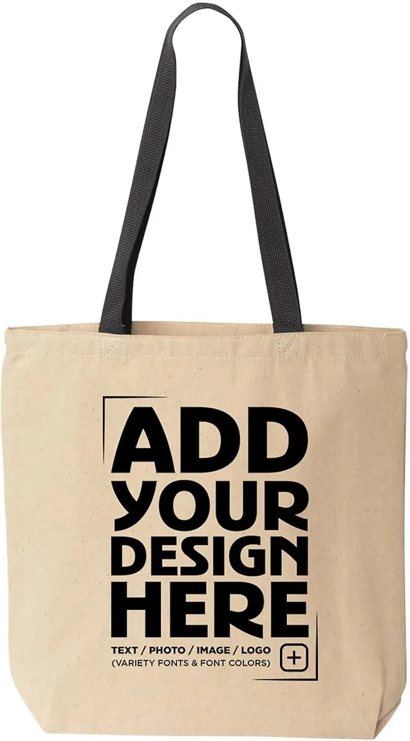 shop4ever Personalized Custom Design Your Own Cotton Canvas Tote Reusable Shopping Bag