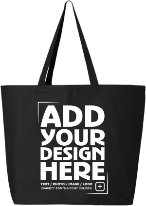 shop4ever Personalized Custom Design Your Own Jumbo Heavy Canvas Tote Reusable Shopping Bag