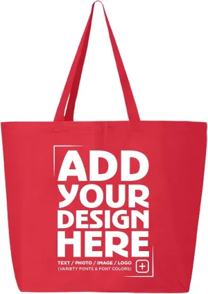 shop4ever Personalized Custom Design Your Own Jumbo Heavy Canvas Tote Reusable Shopping Bag