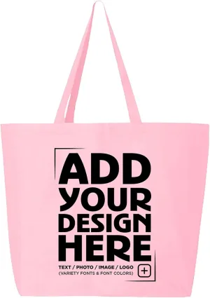 shop4ever Personalized Custom Design Your Own Jumbo Heavy Canvas Tote Reusable Shopping Bag