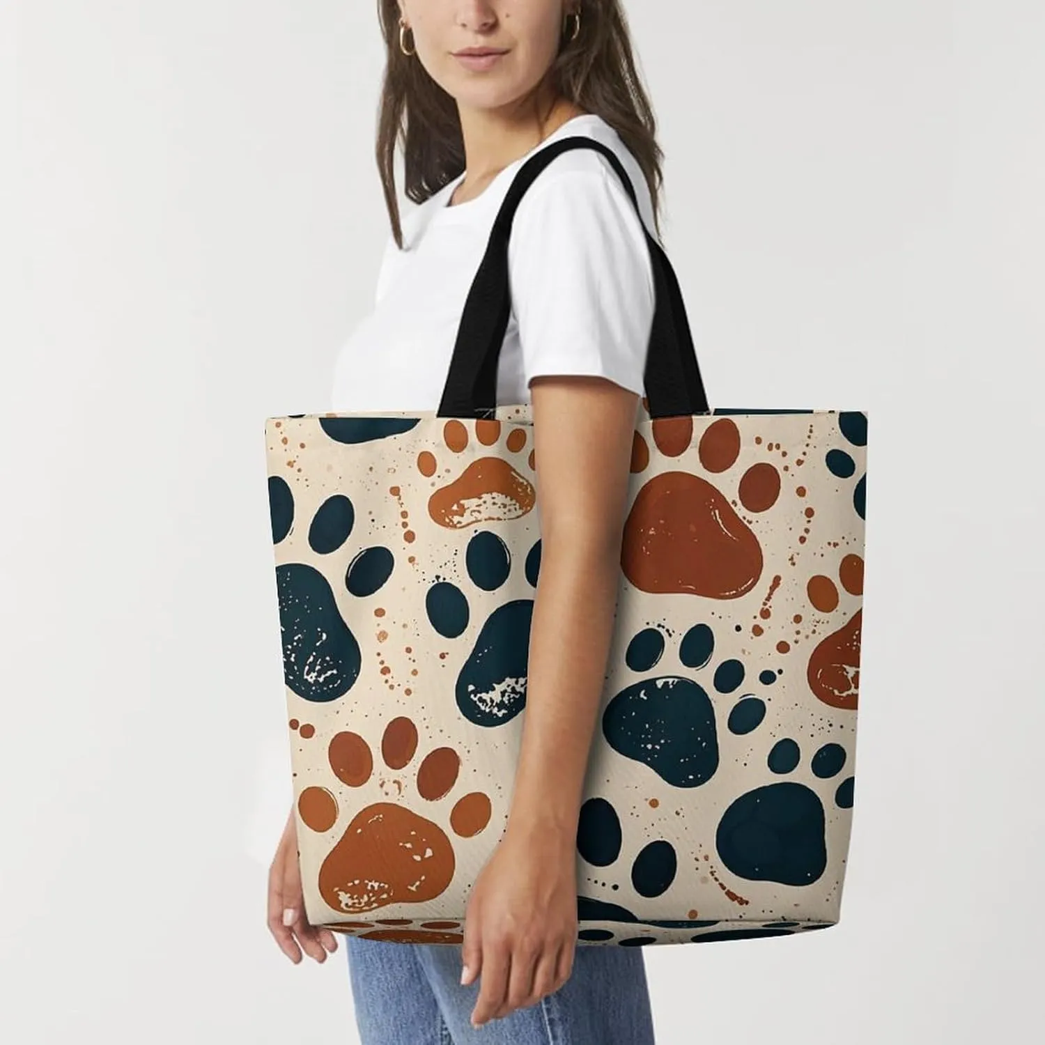 Shopping Bag for Women, Flower Tote Bag, Large Capacity Shoulder Bags for Groceries Travel