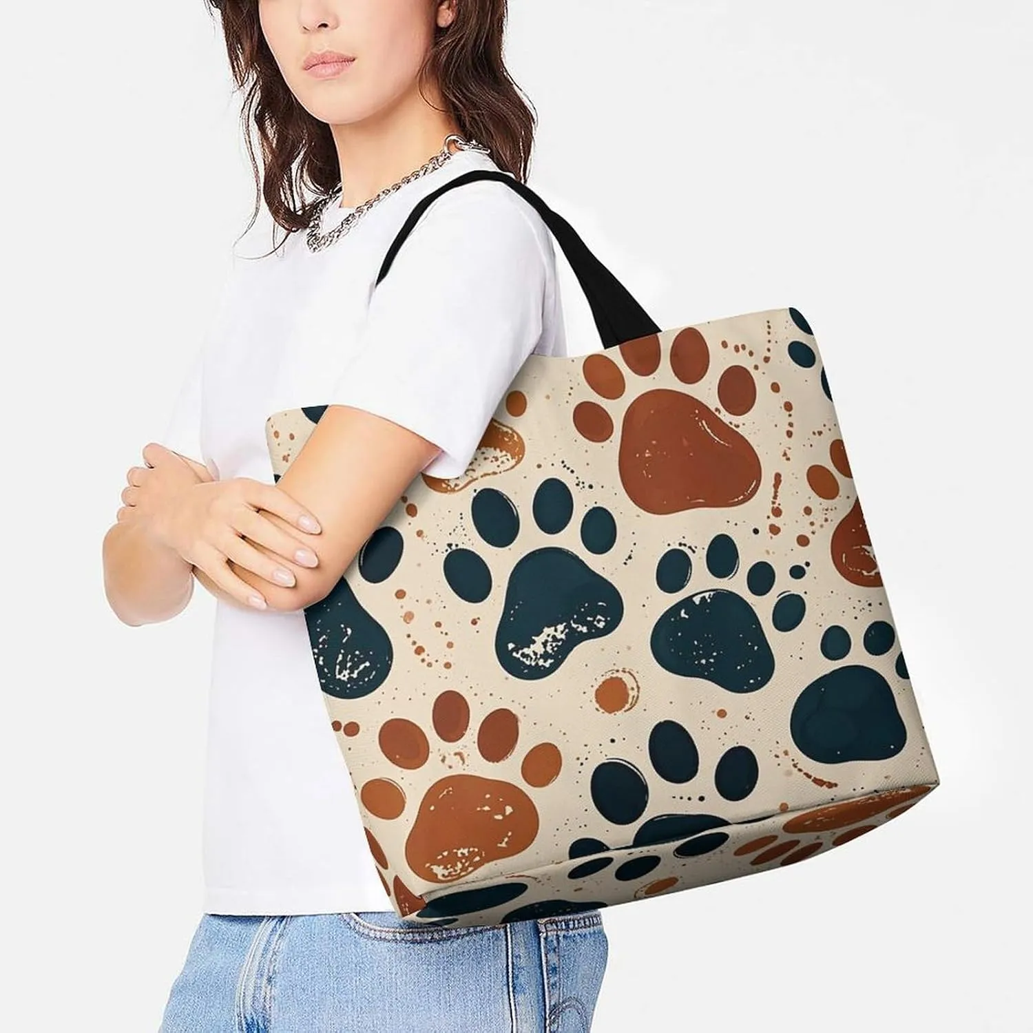 Shopping Bag for Women, Flower Tote Bag, Large Capacity Shoulder Bags for Groceries Travel