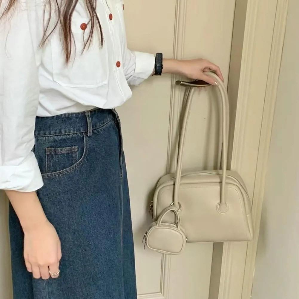 Shoulder Bags for Women Trendy Leather Boston Bag Underarm Handbags Satchel Top Handle Bag with Small Wallet 2025