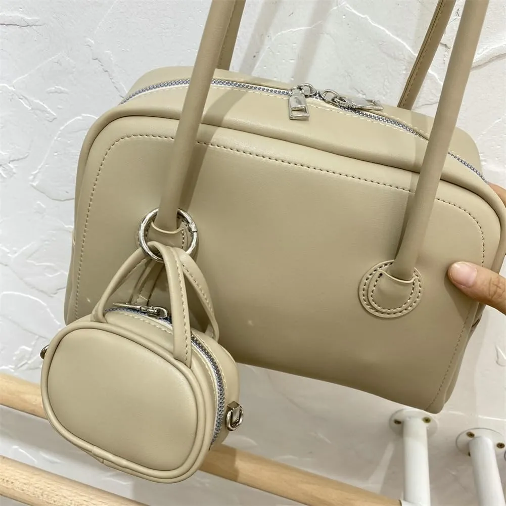 Shoulder Bags for Women Trendy Leather Boston Bag Underarm Handbags Satchel Top Handle Bag with Small Wallet 2025