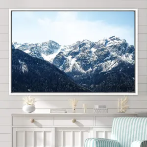 SIGNWIN Framed Canvas Wall Art Snow Mountain Cool Expressive Farmhouse/Country Landscape Mountain Top Multicolor Photography Portrait Realism - 24x36 inches