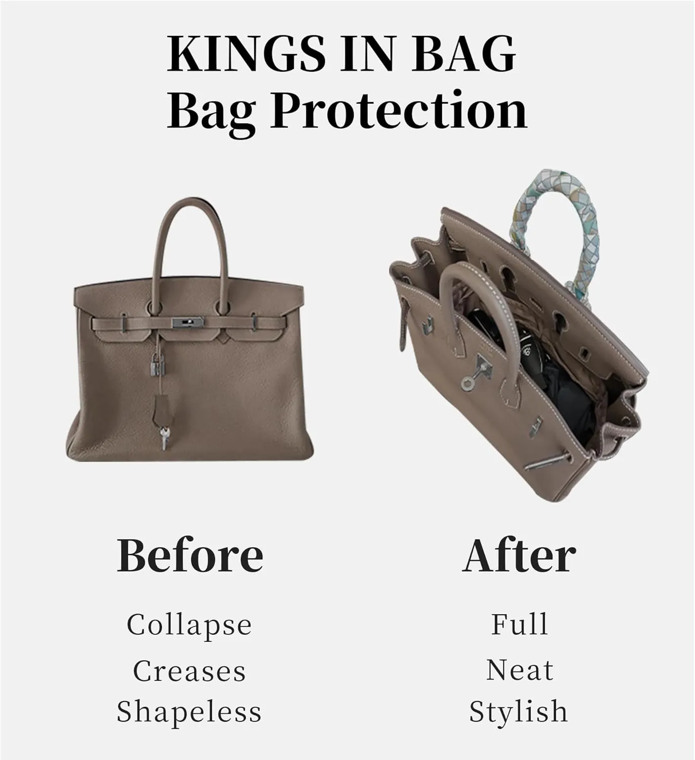 Silky Bag Insert for Kelly 32, Purse Organizer Compatible with Hermes Kelly, Lightweight Luxury Bag Shaper with Multiple Pockets for Daily Use (Anemone, KE 32)