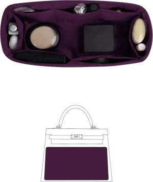 Silky Bag Insert for Kelly 32, Purse Organizer Compatible with Hermes Kelly, Lightweight Luxury Bag Shaper with Multiple Pockets for Daily Use (Anemone, KE 32)