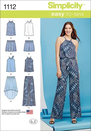 Simplicity 1112 Learn to Sew Top, Pants, and Skirt Sewing Pattern for Women, Sizes 4-12