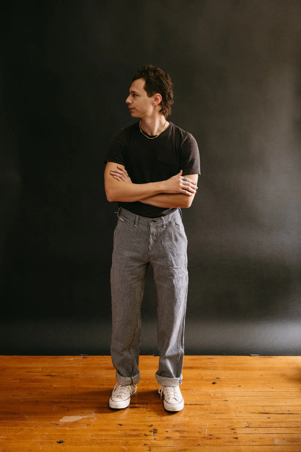 SJ310DX-HC - 17oz Hickory Stripe Indigo OW Painter Work Pants - Wide Straight Fit
