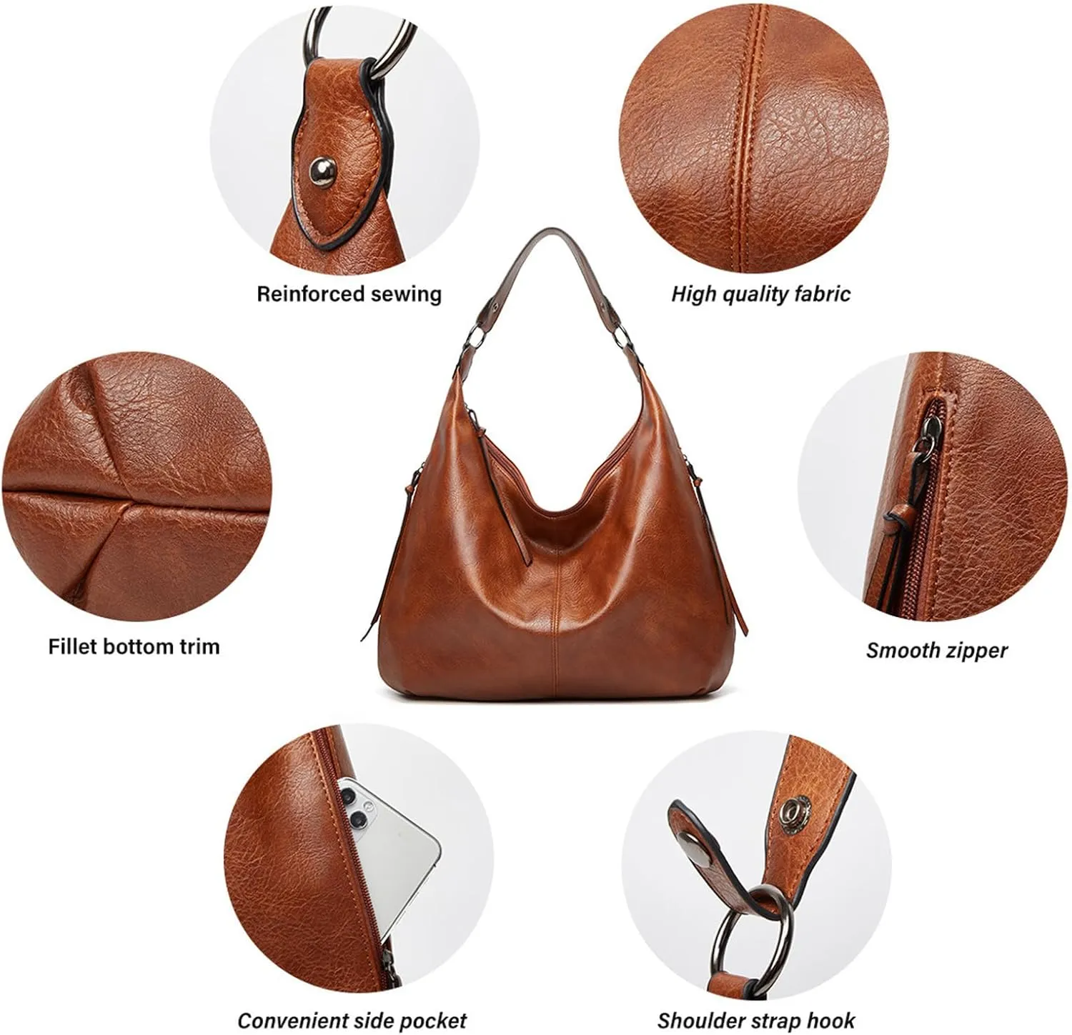 Slouchy Hobo for Women Soft Faux Leather Top Handle Shoulder Bags Large Tote Bag Ladies Purses and Handbags