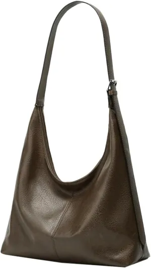 Slouchy Tote Bags for Women Retro Vegan Leather Shoulder Crossbody Bag Faux Leather Handbag Purse Satchel Soft Leather Bag