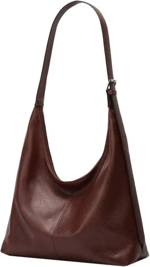 Slouchy Tote Bags for Women Retro Vegan Leather Shoulder Crossbody Bag Faux Leather Handbag Purse Satchel Soft Leather Bag
