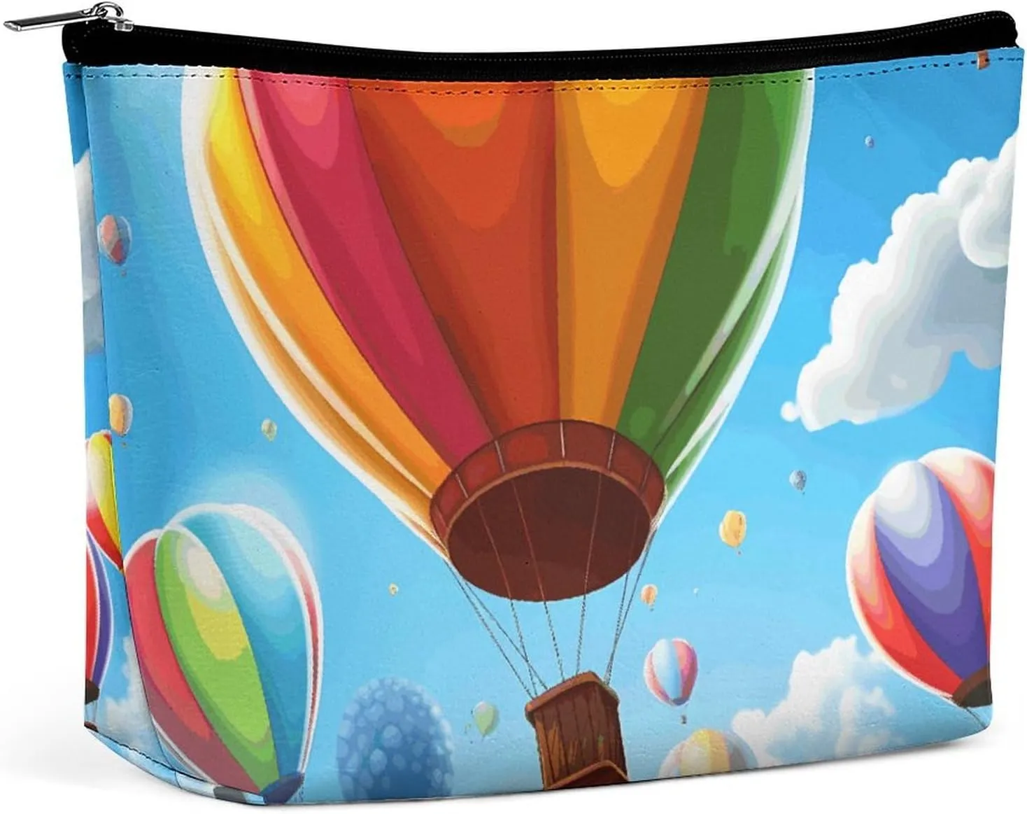 Small Cosmetic Bag Elegant Roomy Hot Air Balloon Pattern Makeup Bags Portable Zipper Pouch Lipstick Bag Travel Toiletry Bag for Best Friend Gift