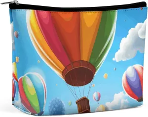 Small Cosmetic Bag Elegant Roomy Hot Air Balloon Pattern Makeup Bags Portable Zipper Pouch Lipstick Bag Travel Toiletry Bag for Best Friend Gift