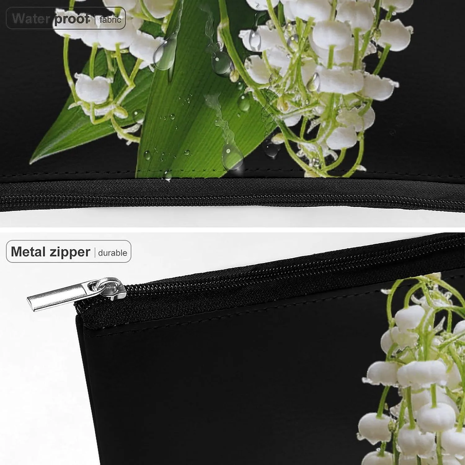 Small Cosmetic Bag Elegant Roomy Some Lilies of The Valley Makeup Bags Portable Zipper Pouch Lipstick Bag Travel Toiletry Bag for Best Friend Gift
