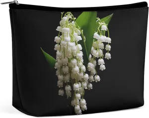 Small Cosmetic Bag Elegant Roomy Some Lilies of The Valley Makeup Bags Portable Zipper Pouch Lipstick Bag Travel Toiletry Bag for Best Friend Gift