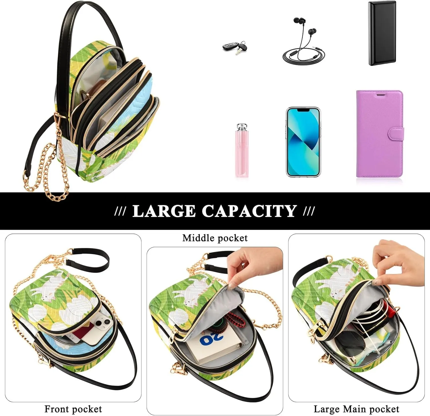 Small Handbag Crossbody Bag for Women Quilted Bags Shoulder Purse Phone Wallet Chain Bag