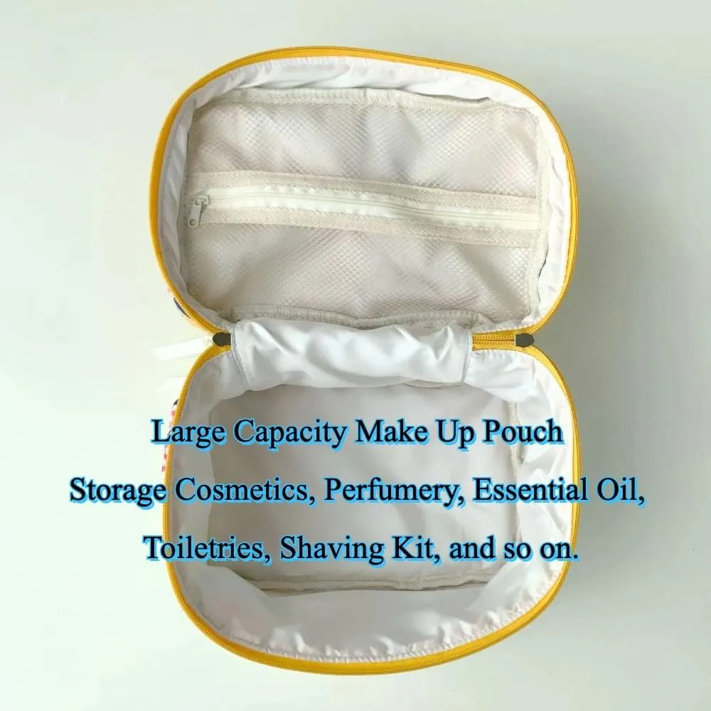 Small Large Makeup Bag for Travel Women Cute Aesthetic Cosmetic Toiletry Bags Cotton Quilted Make Up Pouch Purse Organizer (Large-02#Floral)