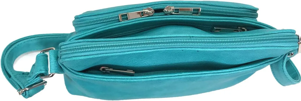 Small Multi-pocket Faux Soft Leather Cross Body Purse with Side Organizer