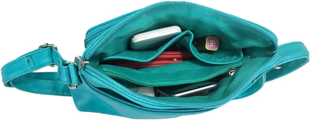 Small Multi-pocket Faux Soft Leather Cross Body Purse with Side Organizer