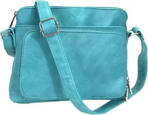 Small Multi-pocket Faux Soft Leather Cross Body Purse with Side Organizer