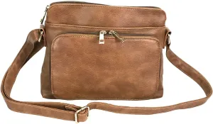 Small Multi-pocket Faux Soft Leather Cross Body Purse with Side Organizer