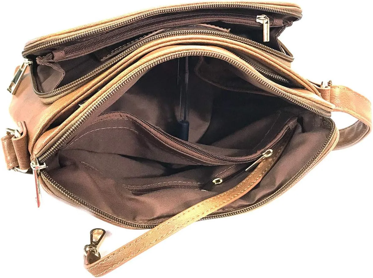 Small Multi-pocket Faux Soft Leather Cross Body Purse with Side Organizer