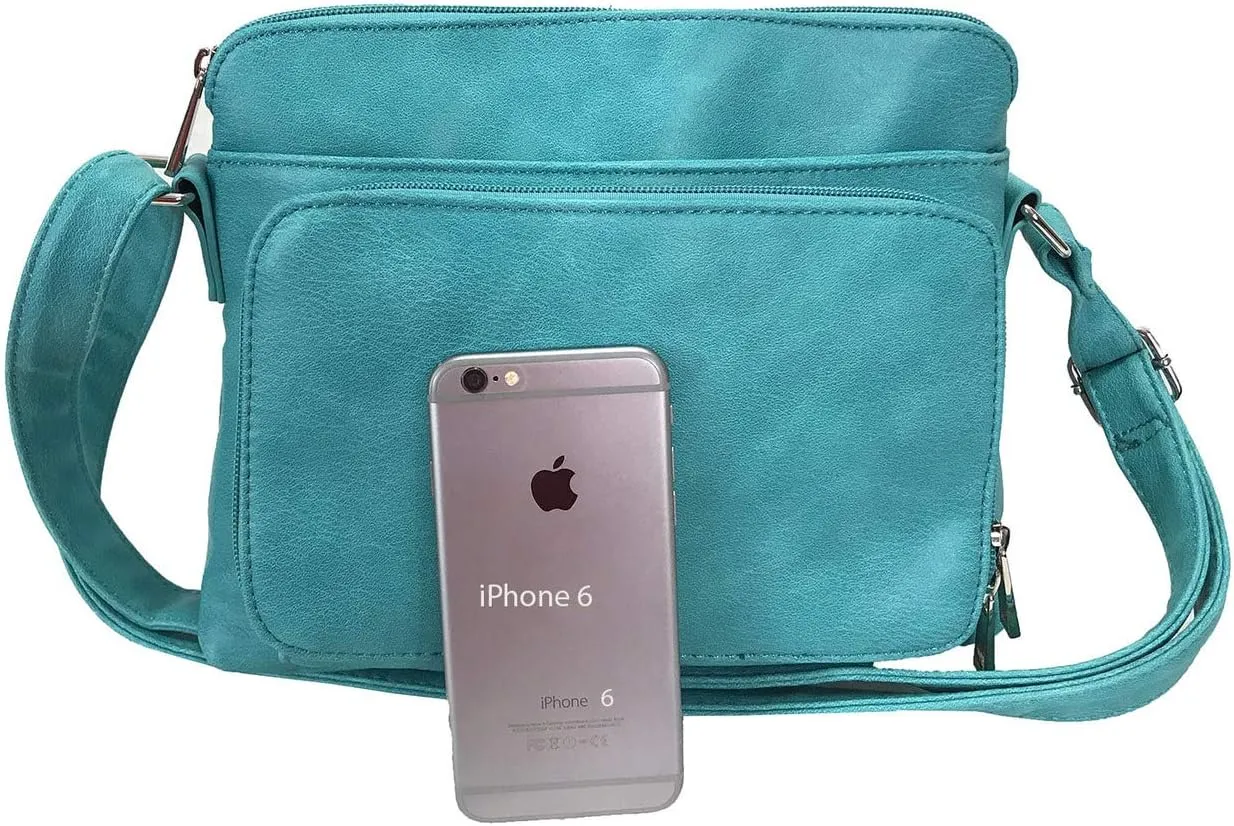 Small Multi-pocket Faux Soft Leather Cross Body Purse with Side Organizer