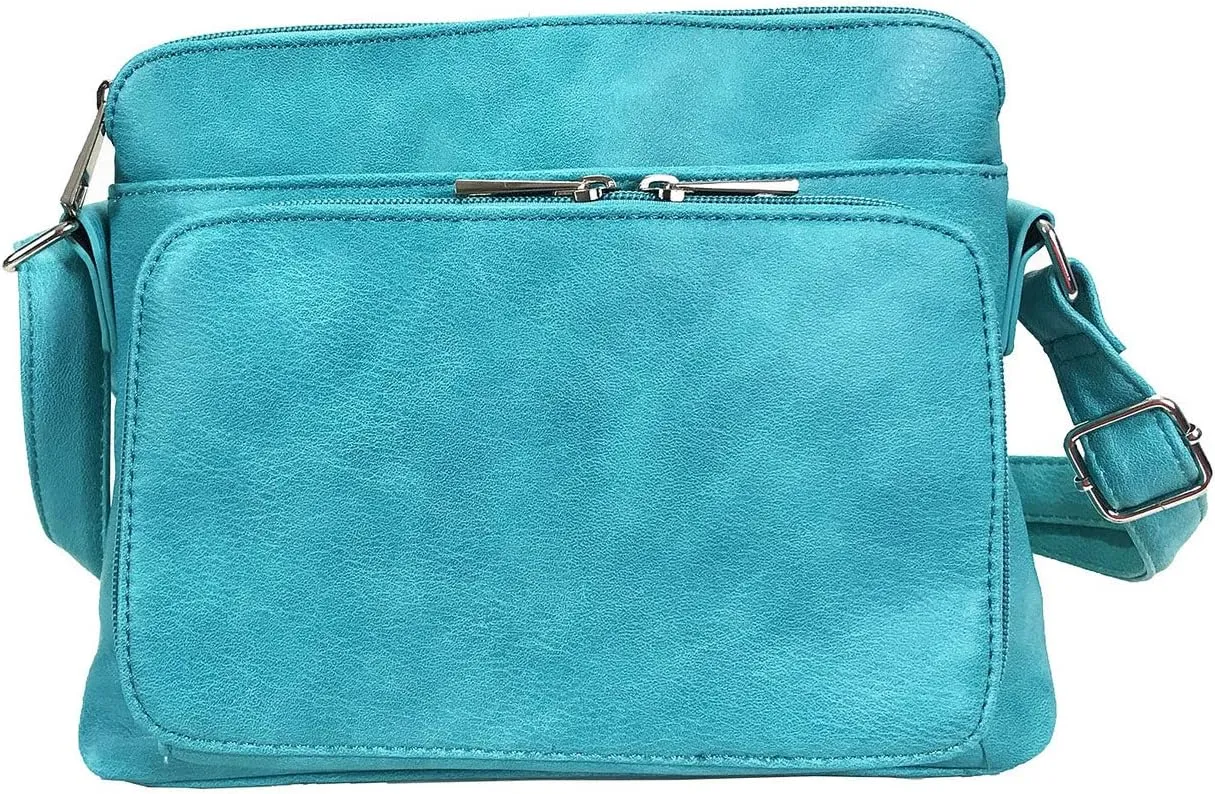 Small Multi-pocket Faux Soft Leather Cross Body Purse with Side Organizer