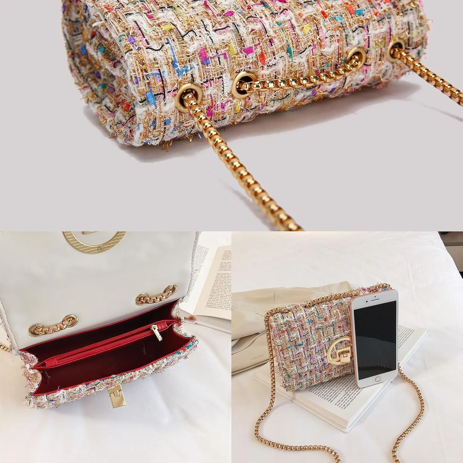 Small Shoulder Bag for Women Trendy Ladies Crossbody Bag with Chain Designer Purses Handbag Clutch Evening Bags