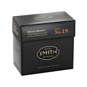 Smith Teamaker | British Brunch No. 18 - Assam, Ceylon and China Black Tea | Sugar-Free, Non-GMO, Plant Based Caffeinated Full Leaf English Breakfast Black Tea (15 Sachets, 1.48oz each)