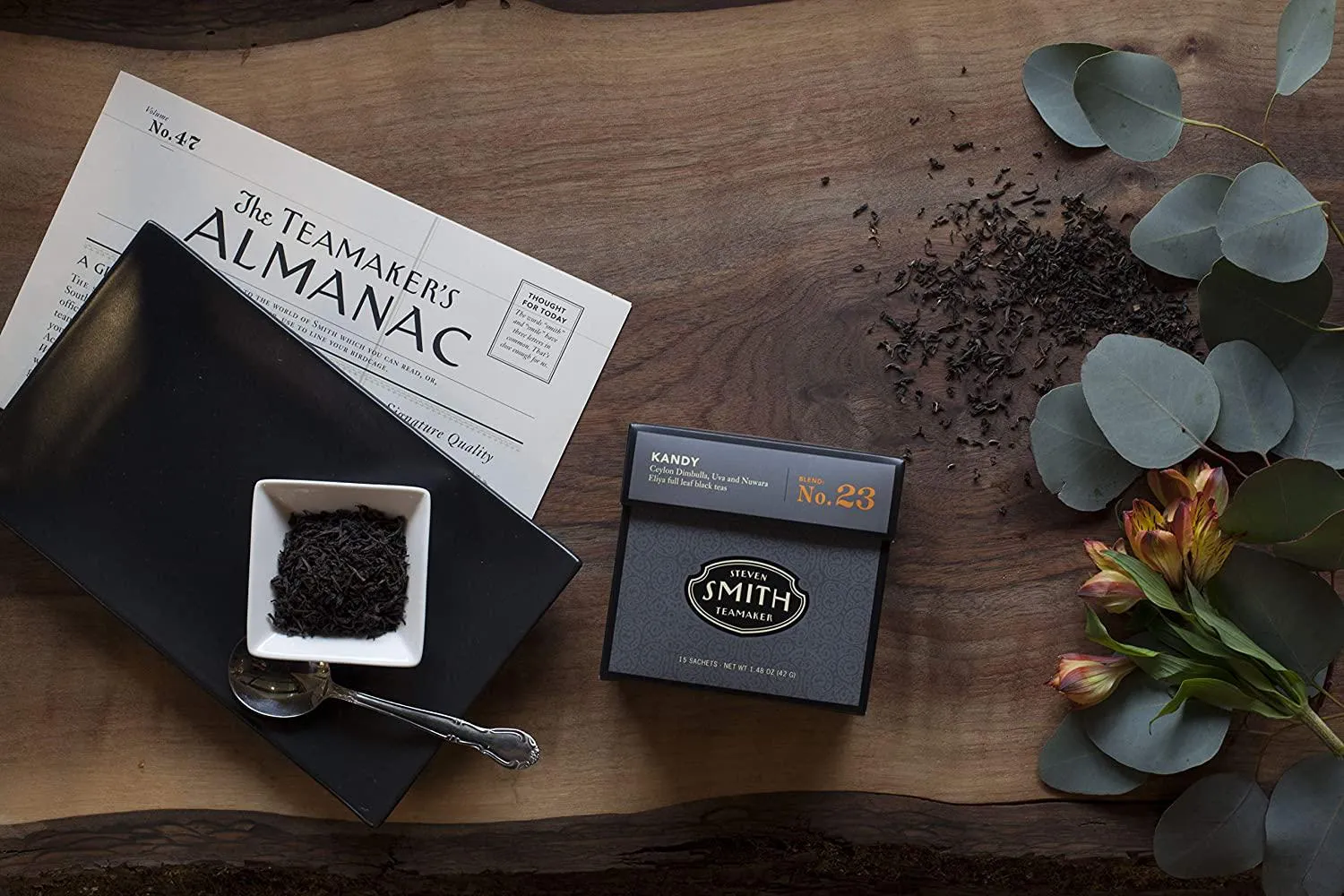 Smith Teamaker | Kandy No. 23 - Ceylon Dimbulla, Uva, and Nuwara Eliya | Caffeinated Full Leaf Black Tea Blend (15 Sachets, 1.48oz each)