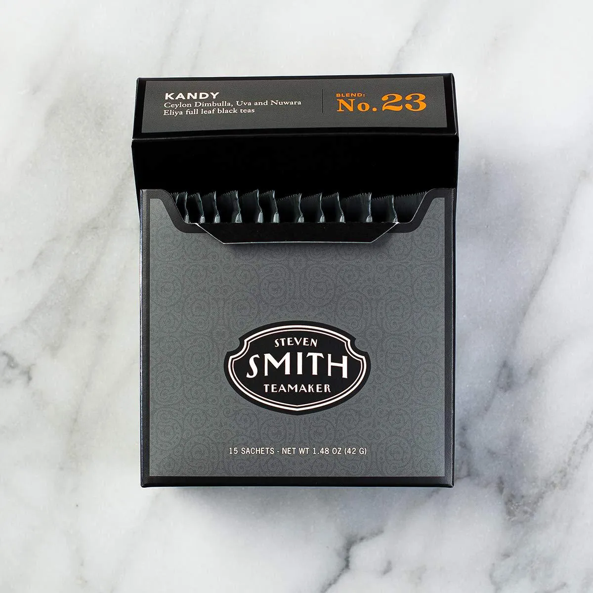 Smith Teamaker | Kandy No. 23 - Ceylon Dimbulla, Uva, and Nuwara Eliya | Caffeinated Full Leaf Black Tea Blend (15 Sachets, 1.48oz each)