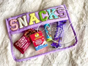SNACKS Chenille Letter Pouch