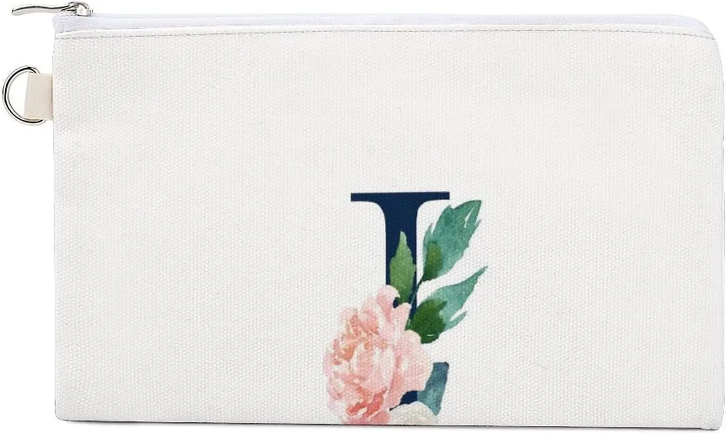Soft Clutch Wallet, Women Handbag Canvas Zipper Makeup Bag Holder Purse for Credit Coin Bills Crash 7.4x4.6 in Print Floral Alphabet Monogrammed Navy Letter J