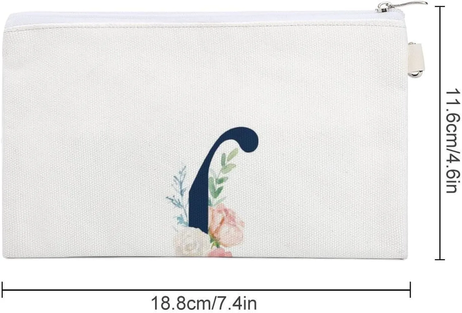 Soft Clutch Wallet, Women Handbag Canvas Zipper Makeup Bag Holder Purse for Credit Coin Bills Crash 7.4x4.6 in Print Floral Alphabet Monogrammed Navy Letter J
