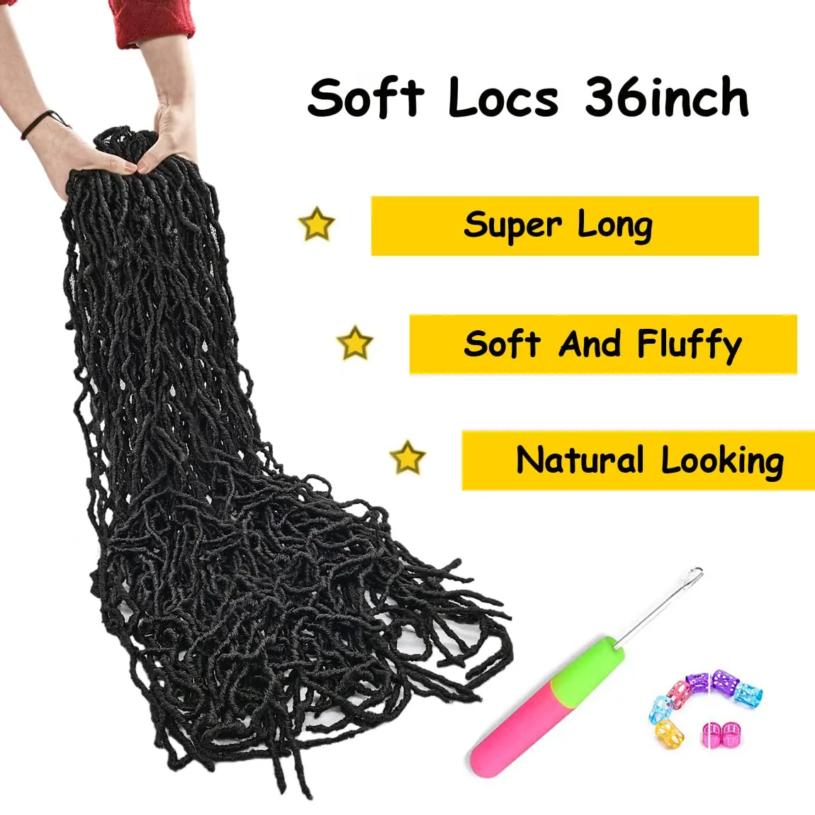 Soft Locs 36 Inch 7 Packs Faux Locs Crochet Hair Whole Strand No Extended Pre-looped Long Locs Synthetic Crochet Braids Hair Extensions For Black Women (36inch, 7packs, 1b)