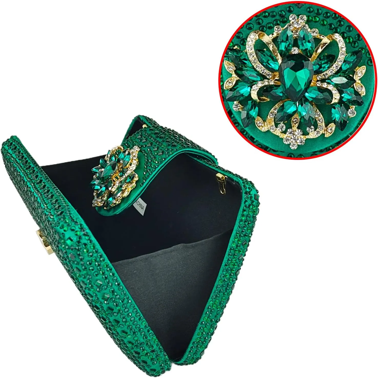 Sparkly Rhinestone Unique Evening Bag Women Floral Clutch Handbag Shoulder Bags