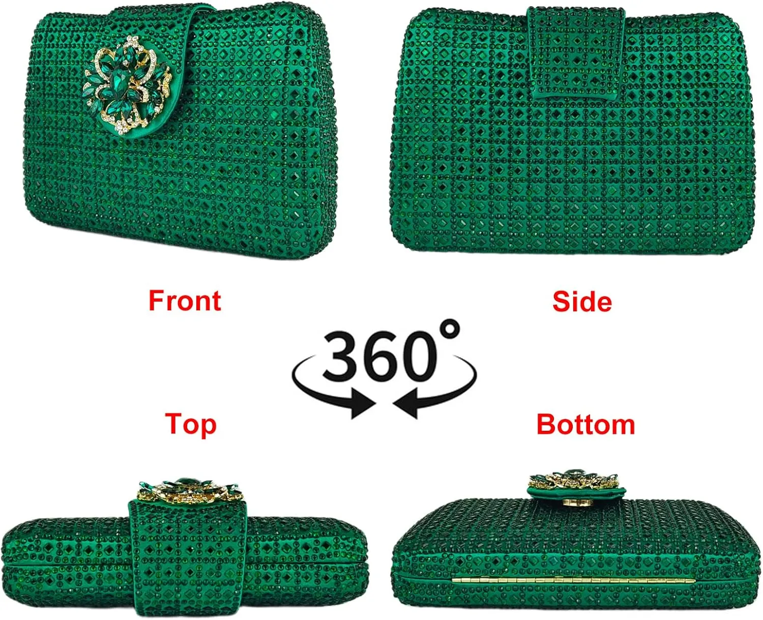 Sparkly Rhinestone Unique Evening Bag Women Floral Clutch Handbag Shoulder Bags