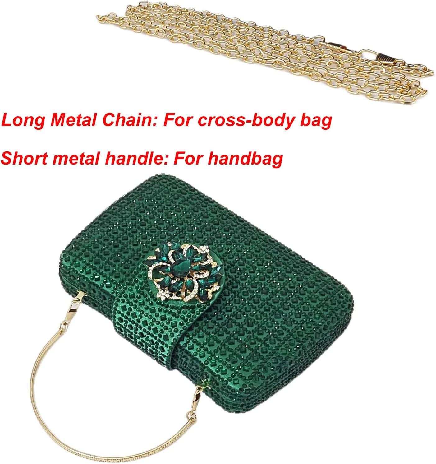 Sparkly Rhinestone Unique Evening Bag Women Floral Clutch Handbag Shoulder Bags