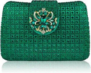 Sparkly Rhinestone Unique Evening Bag Women Floral Clutch Handbag Shoulder Bags
