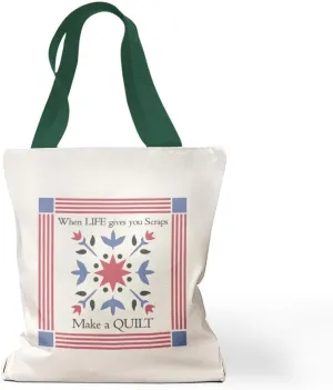 Speedy Pros Canvas Tote Bag for Women When Life Gives You Scraps Make A Quilt Sewing Craft Beach Bags for Women