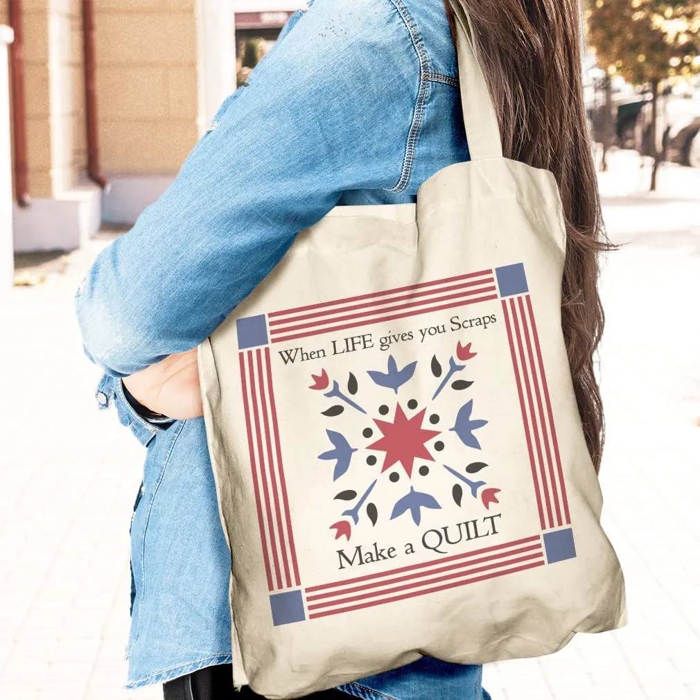 Speedy Pros Canvas Tote Bag for Women When Life Gives You Scraps Make A Quilt Sewing Craft Beach Bags for Women
