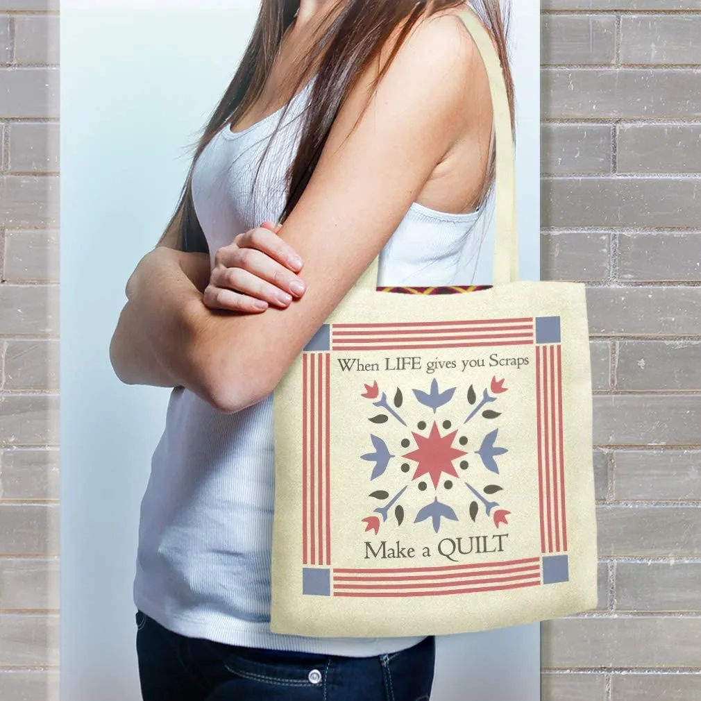 Speedy Pros Canvas Tote Bag for Women When Life Gives You Scraps Make A Quilt Sewing Craft Beach Bags for Women
