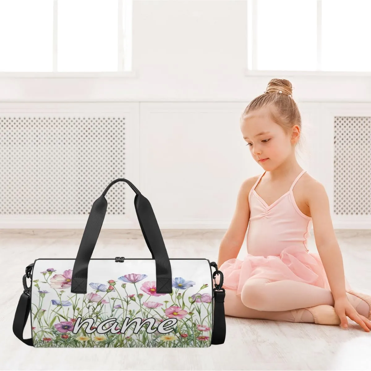 Spring Floral Custom Duffel Bags Flower Plant Weekender Bags Custom Sport Duffel Bag Carry on Overnight Weekender Bag