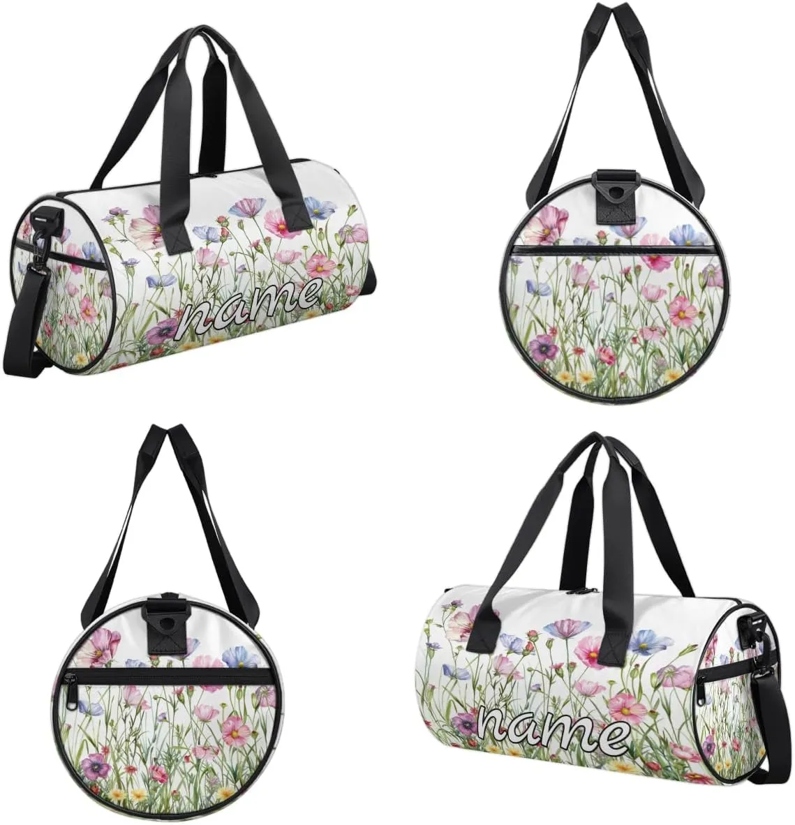 Spring Floral Custom Duffel Bags Flower Plant Weekender Bags Custom Sport Duffel Bag Carry on Overnight Weekender Bag