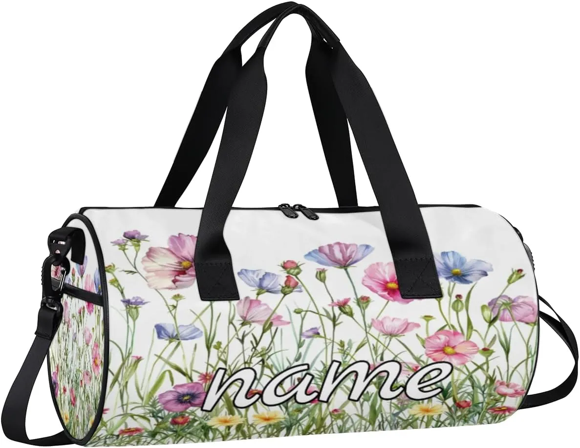 Spring Floral Custom Duffel Bags Flower Plant Weekender Bags Custom Sport Duffel Bag Carry on Overnight Weekender Bag