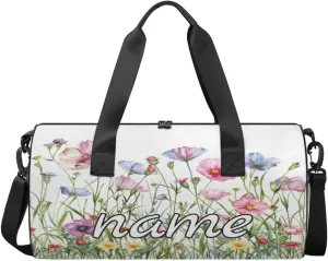 Spring Floral Custom Duffel Bags Flower Plant Weekender Bags Custom Sport Duffel Bag Carry on Overnight Weekender Bag