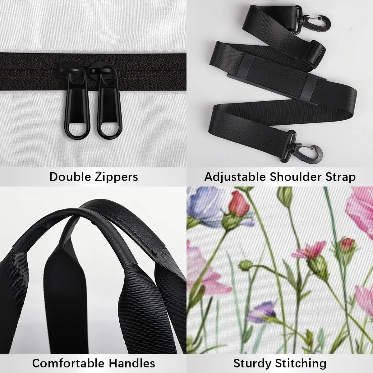 Spring Floral Custom Duffel Bags Flower Plant Weekender Bags Custom Sport Duffel Bag Carry on Overnight Weekender Bag