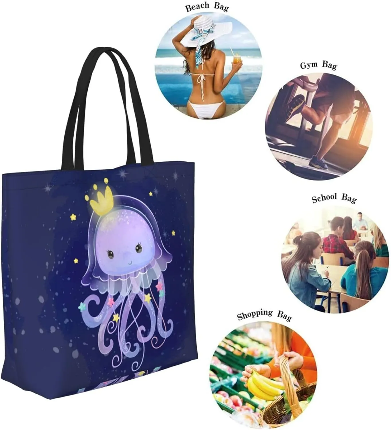 Star horse Reusable Grocery bags Big Capacity Shopping Bag Canvas Shoulder Tote Handbag for Women Girls
